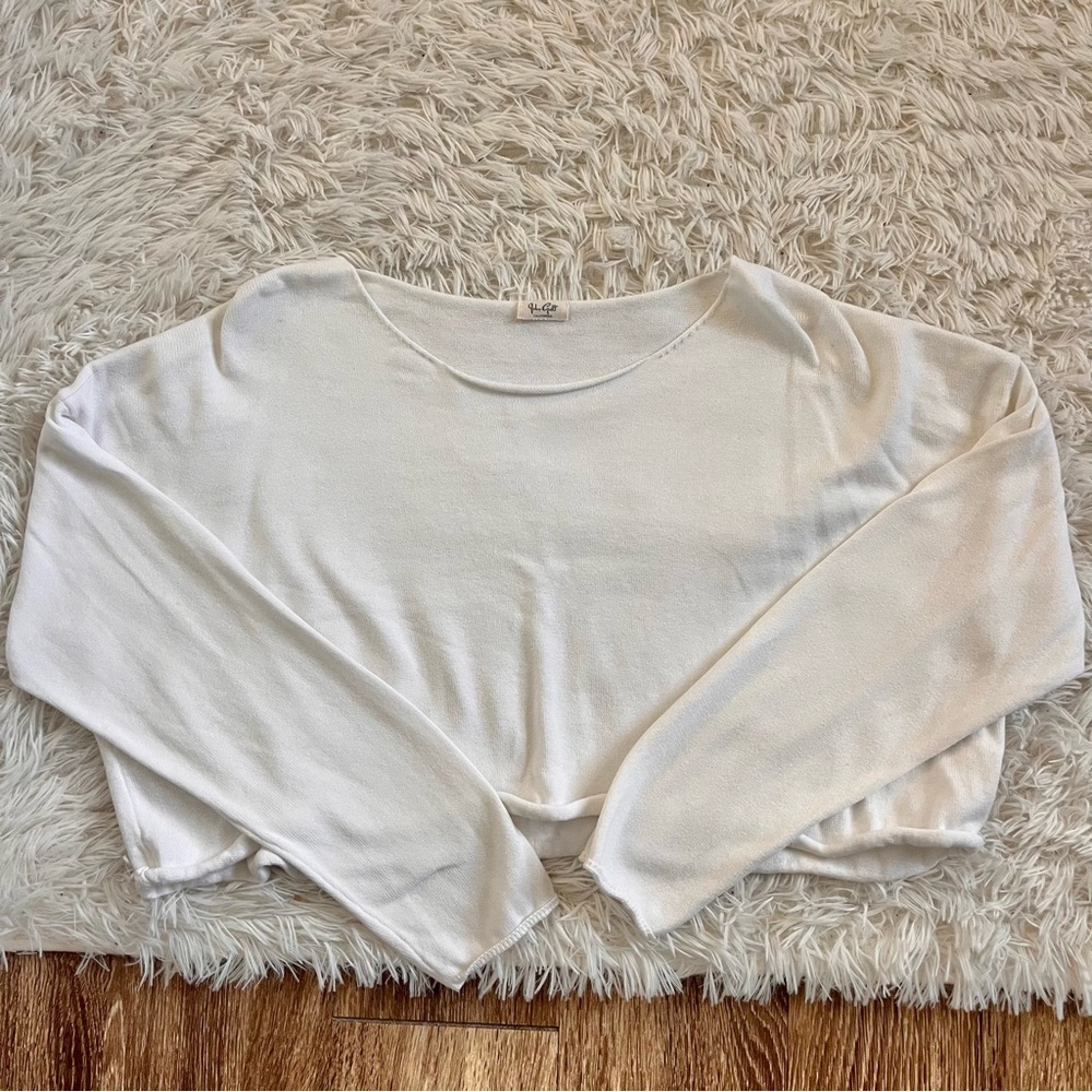 John galt brandy melville cropped off the shoulder white long sleeve top